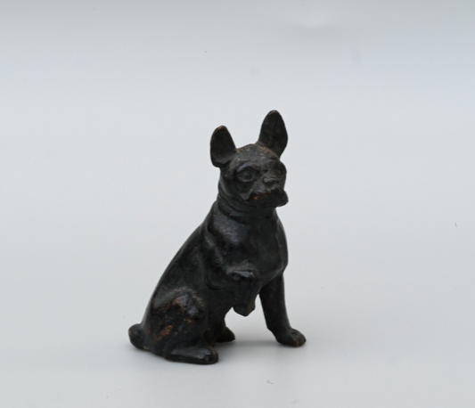 Antique French or Austrian Vienna Cold Painted Bronze Figure of French Bulldog0