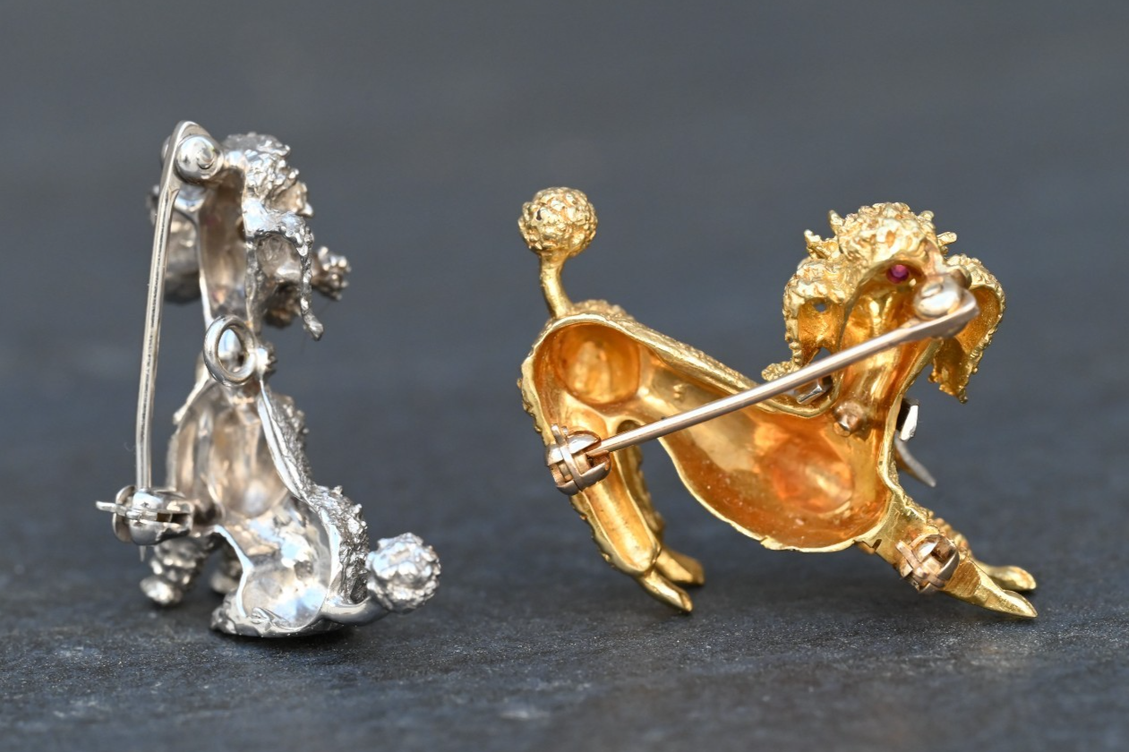 Stunning French 18K Yellow & 14K White Gold Poodle Brooch Pin / Pendant Dual Use7