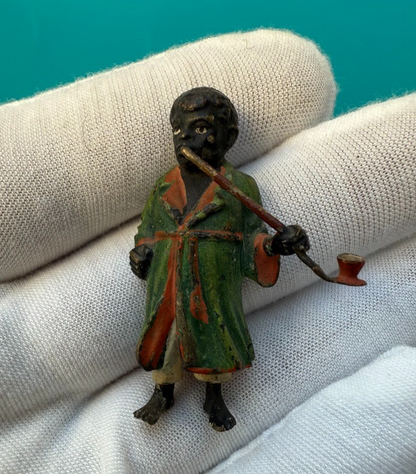 Rare Antique 19th C. / 1900s Austrian Vienna Cold Painted Rich Black Man Smoking4