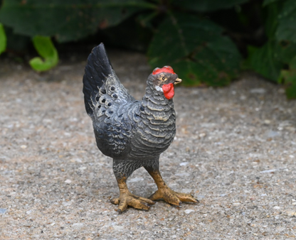 Lovely Antique Austrian Vienna Cold Painted Bronze Figure of Gray Hen / Chicken2