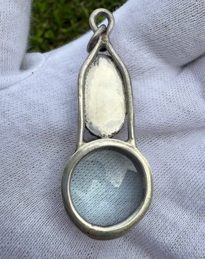 Signed MS Sterling Silver Southwest Jewelers Loupe W/ Turquoise Gem2