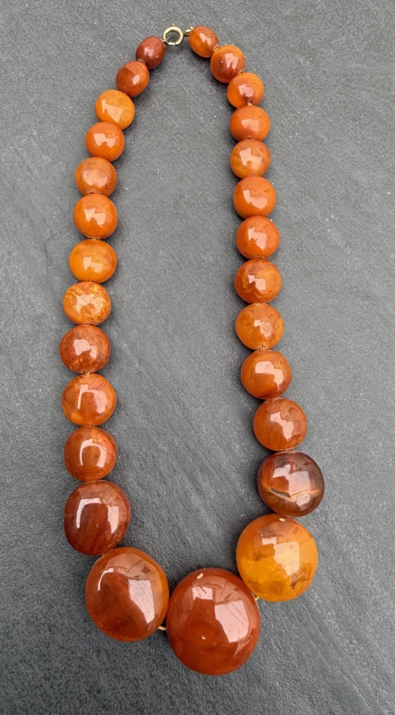 Super Cool Vintage Candy Drop Shape Natural Butterscotch Amber Necklace6