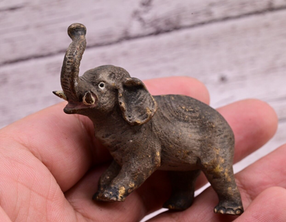 Early Antique Austrian Vienna Cold Painted Bronze Figure of Young Elephant8