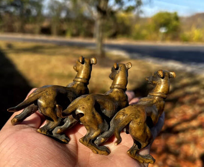 Amazing Antique Austrian Vienna Cold Painted Bronze Set of Three Greyhound Dogs9