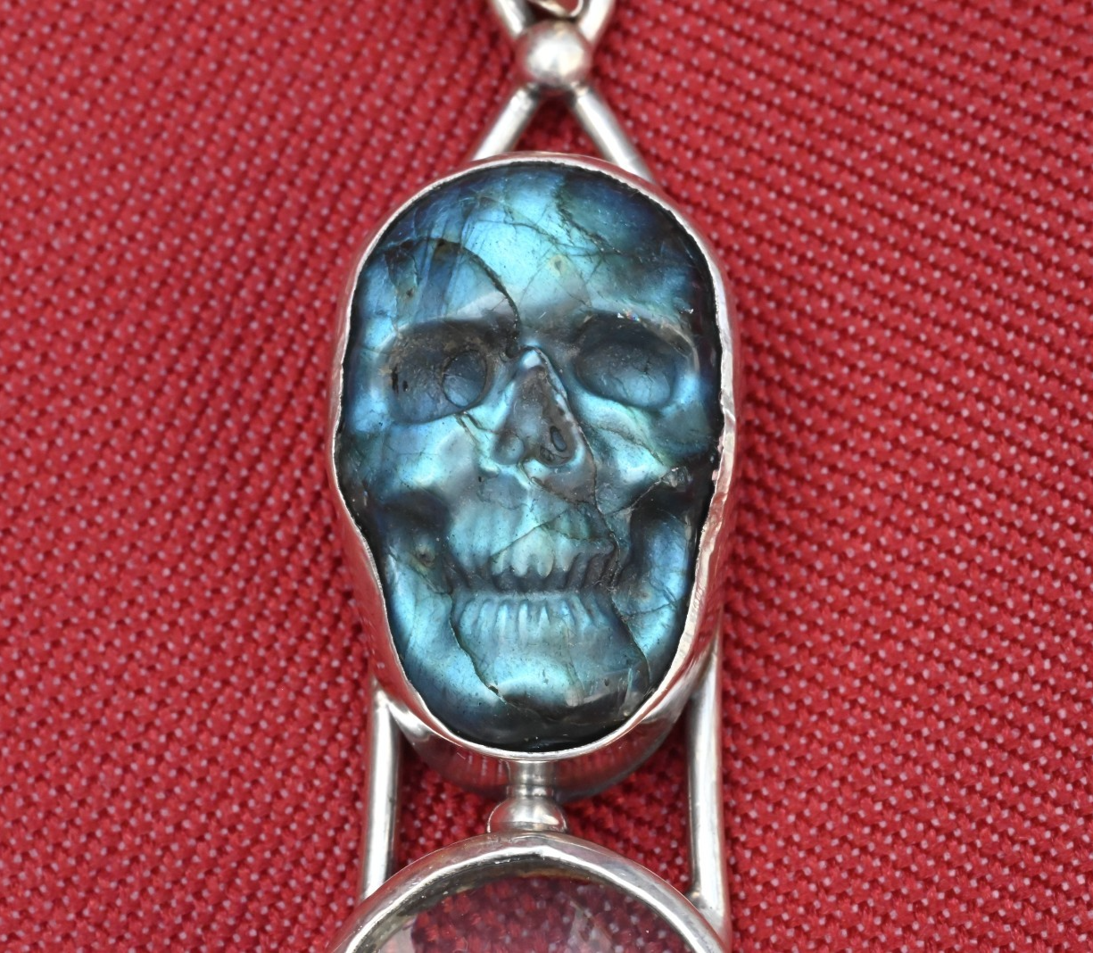 Stunning Sterling Silver Southwest Jewelers Loupe W/ Labradorite Skull2