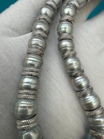 Wonderful Vintage Italian Sterling Silver & Cultured Pearl Necklace3
