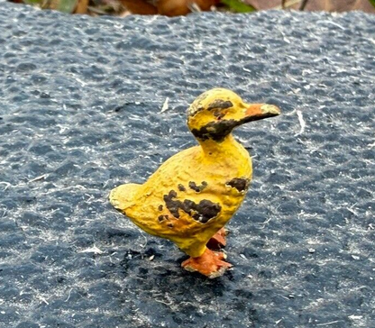 Cute Antique Austrian Vienna Cold Painted Bronze Figure of Yellow Duckling7