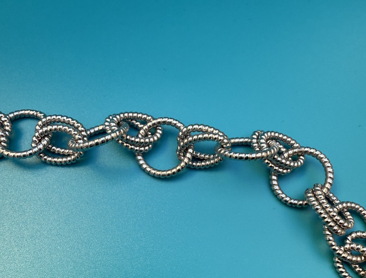 Genine Judith Ripka Sterling Silver Textured Rolo Link Chain Necklace5