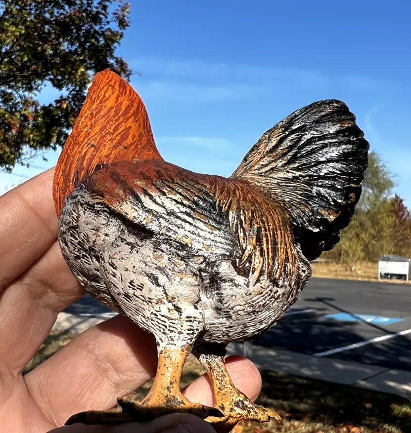 Large Antique Austrian Vienna Cold Painted Bronze Figure of Farm Hen Chicken9