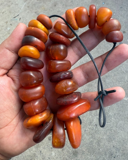 Large Antique Middle Eastern Baltic Butterscotch Amber Beaded Necklace 118 Gram7