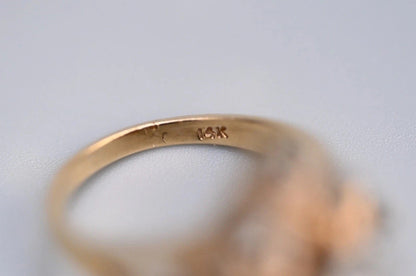 Antique Old Mine Cut Diamond Cluster 14k Yellow Gold Ring7