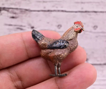 Wonderful Antique Austrian Vienna Cold Painted Bronze Figure of Brown Hen17