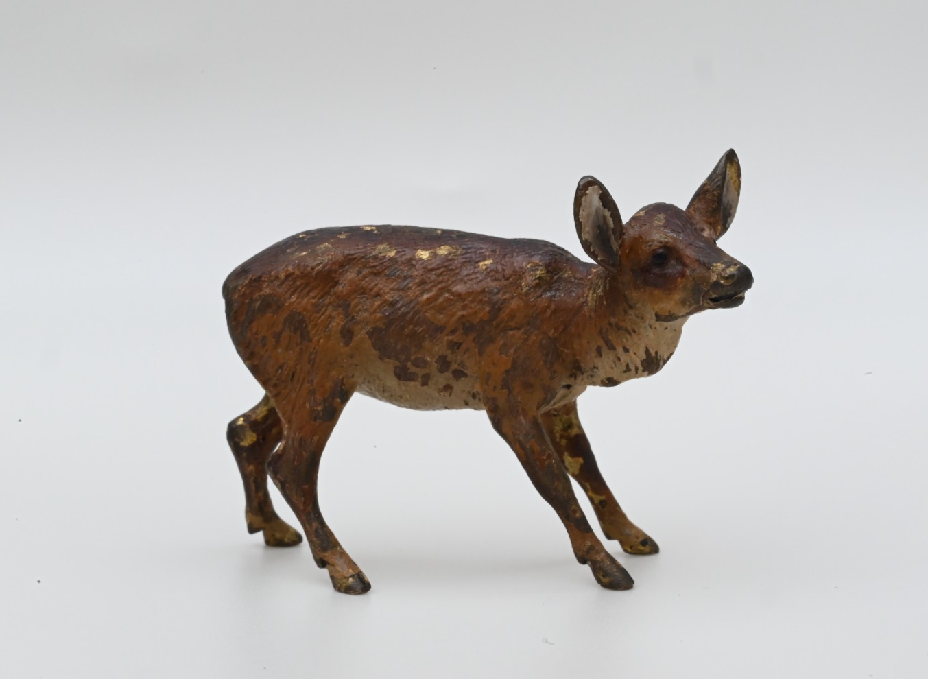 Life-Like Antique Austrian Vienna Cold Painted Bronze Figure of Brown Deer0