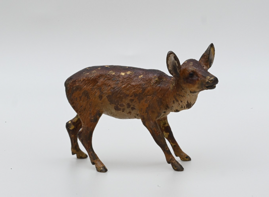 Life-Like Antique Austrian Vienna Cold Painted Bronze Figure of Brown Deer0