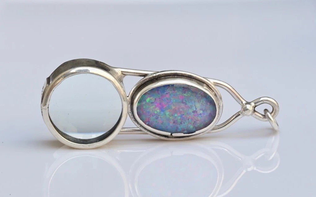 Sterling Silver Southwest Jewelers Loupe with Blue Glass Opal0