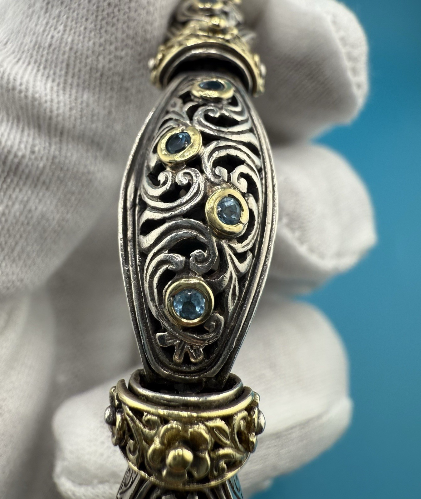 Stunning & Original Konstantino 750 (18K) & Sterling Bracelet with Blue Topaz2