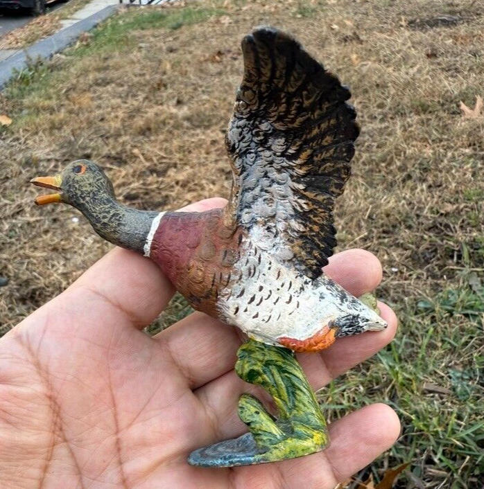 Antique Austrian Vienna Cold Painted Bronze Figure of Flying Mallard Duck5