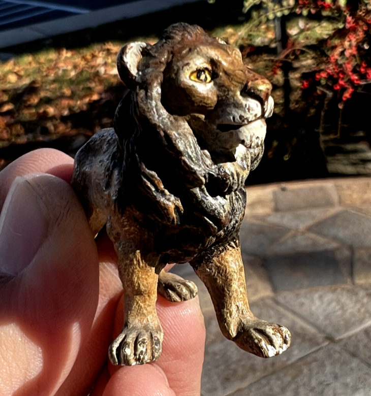 Antique Austrian Vienna Cold Painted Bronze Figure of Standing Lion12