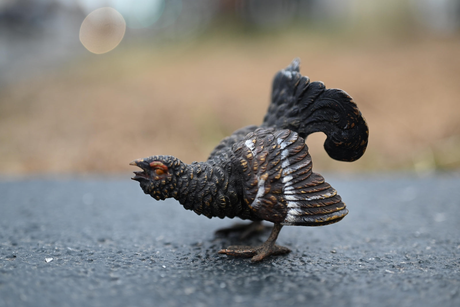 Extremely Detail Antique Cold Painted Austrian Vienna Bronze of a Wild Turkey0