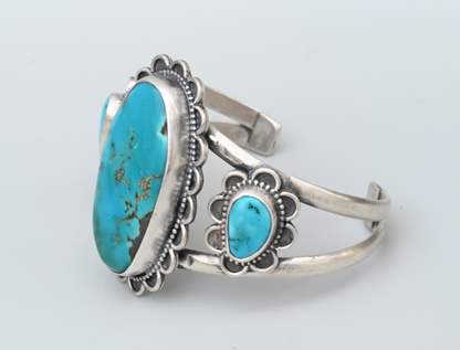 Southwestern Sterling Silver Cuff Bracelet with Sky Blue Turquoise5