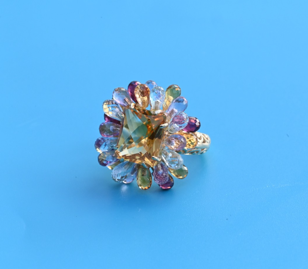 Designer VICTORIA WIECK 14K Yellow Gold & Faceted Multi Gemstone Ring1
