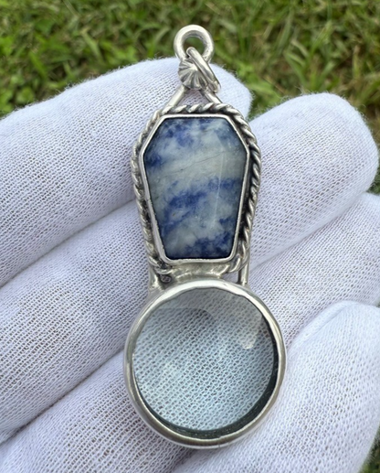 Signed MS Sterling Silver Southwest Jewelers Loupe W/ Blue Lapis Style0