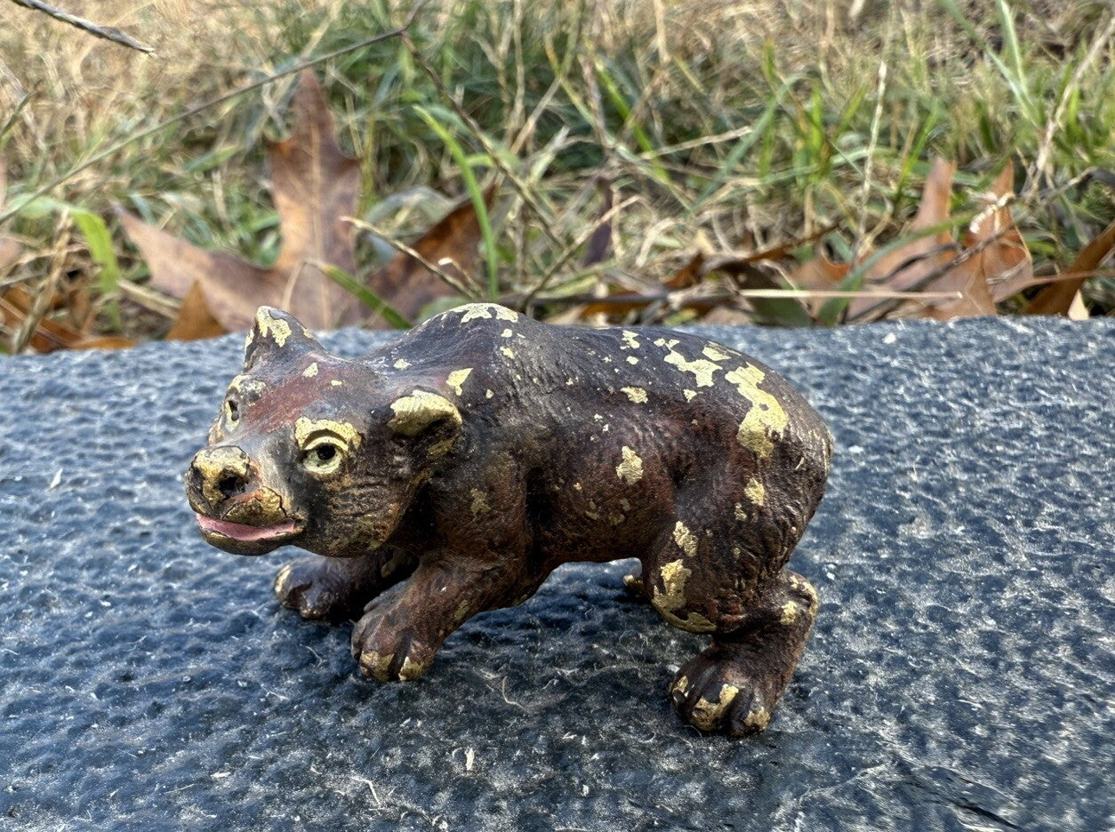 Gorgeous Antique Austrian Vienna Cold Painted Bronze Figure of Brown Bear Cub0