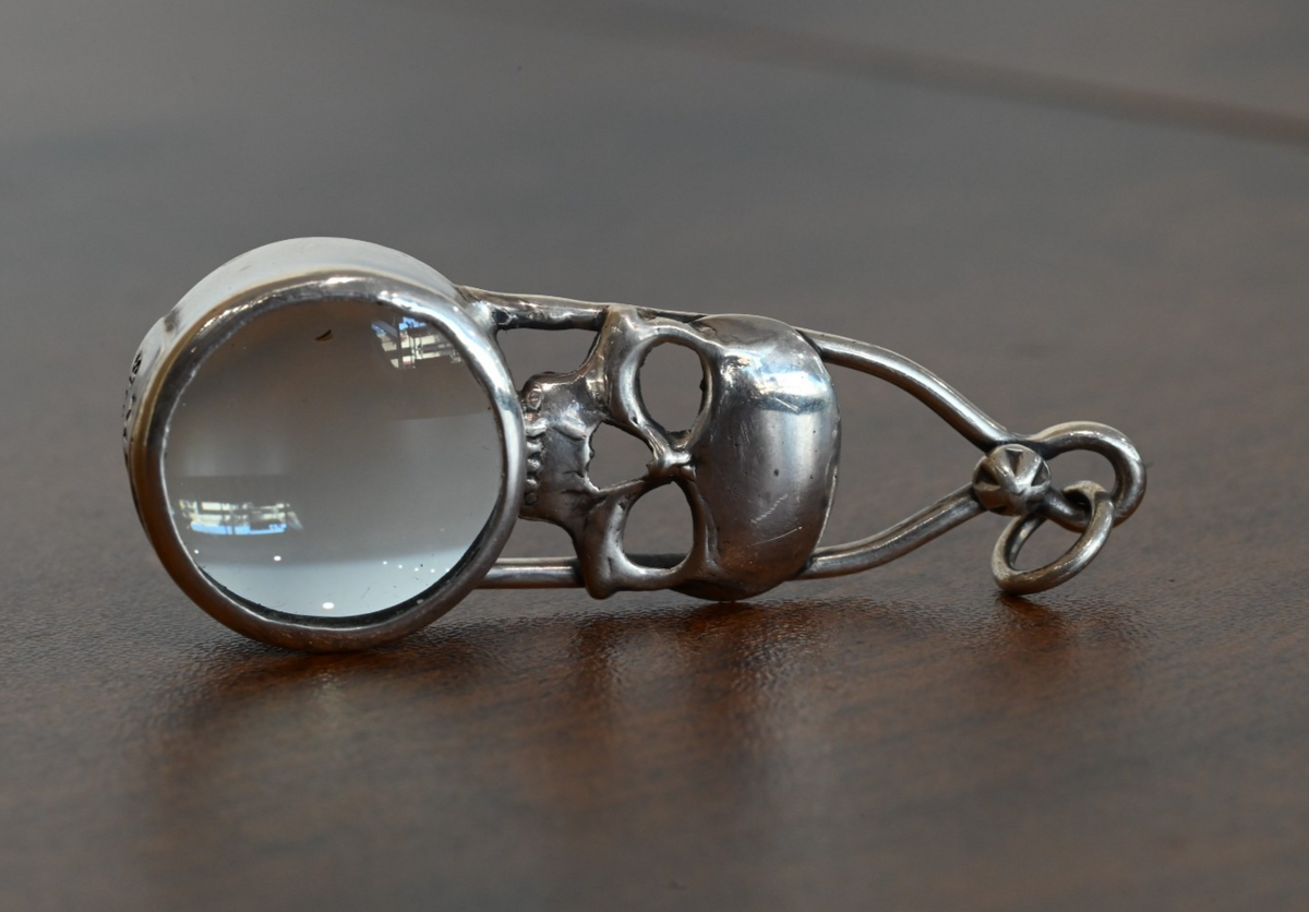 Sterling Silver Southwest Jewelers Loupe W/ Human Skull Design0
