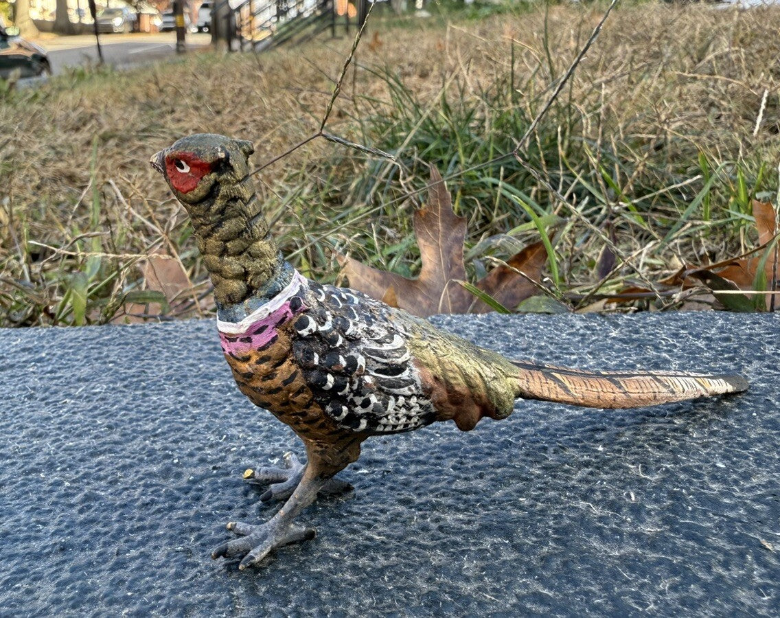 Elegant Antique Austrian Vienna Cold Painted Bronze Figure of Pheasant3