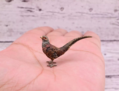 Old Antique Austrian Vienna Cold Painted Bronze Figure of Miniature Pheasant0