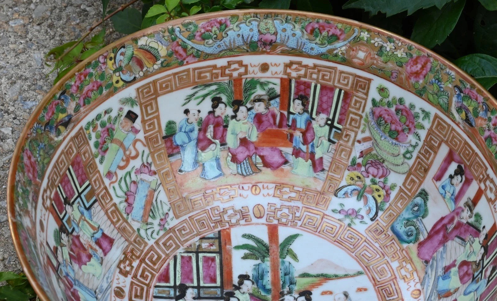 Genuine Chinese Antique 19th C. Hand Painted Rose Medallion Porcelain Punch Bowl3