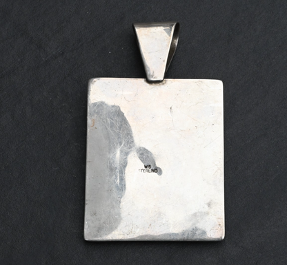 Lovely Sterling Silver Southwestern Turquoise Necklace Pendant Signed WS4