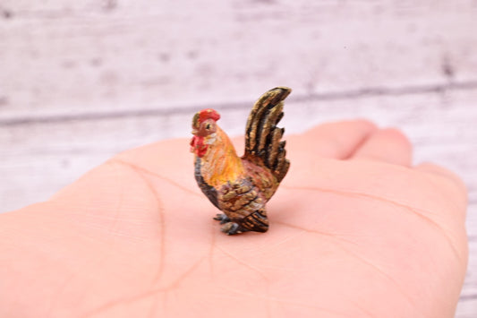 Amazing Antique Austrian Vienna Cold Painted Bronze Figure of Miniature Rooster0