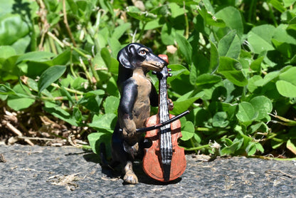 Fritz Bergmann  Austrian Vienna Cold Painted Bronze Musical Dachshund w/ Cello4