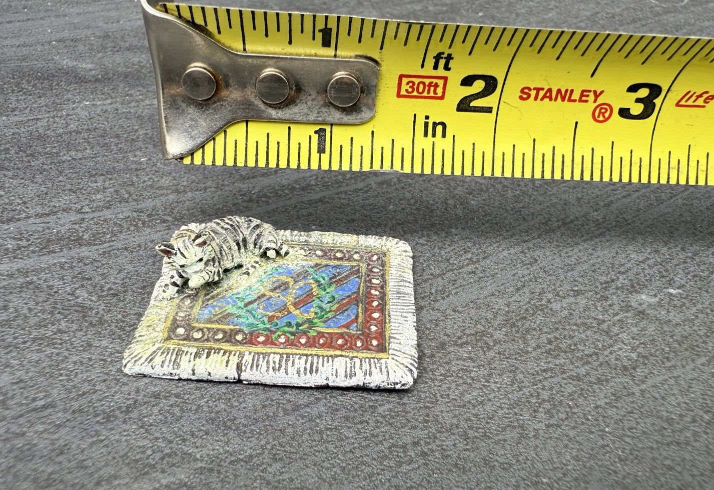 Colorful Austrian Vienna Cold Painted Bronze Figure of Cat on Persian Carpet9