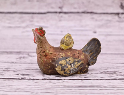 Attractive Antique Austrian Vienna Cold Painted Bronze Figure Hen With Chicks15