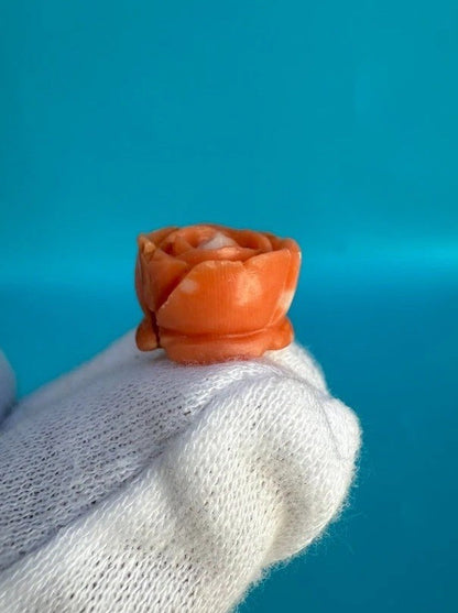Gorgeous Antique 1900s Natural Carved Floral Motif Coral & 14k Gold Earrings6