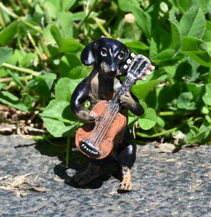 Fritz Bergmann  Austrian Vienna Cold Painted Bronze Musical Dachshund w/ Guitar5
