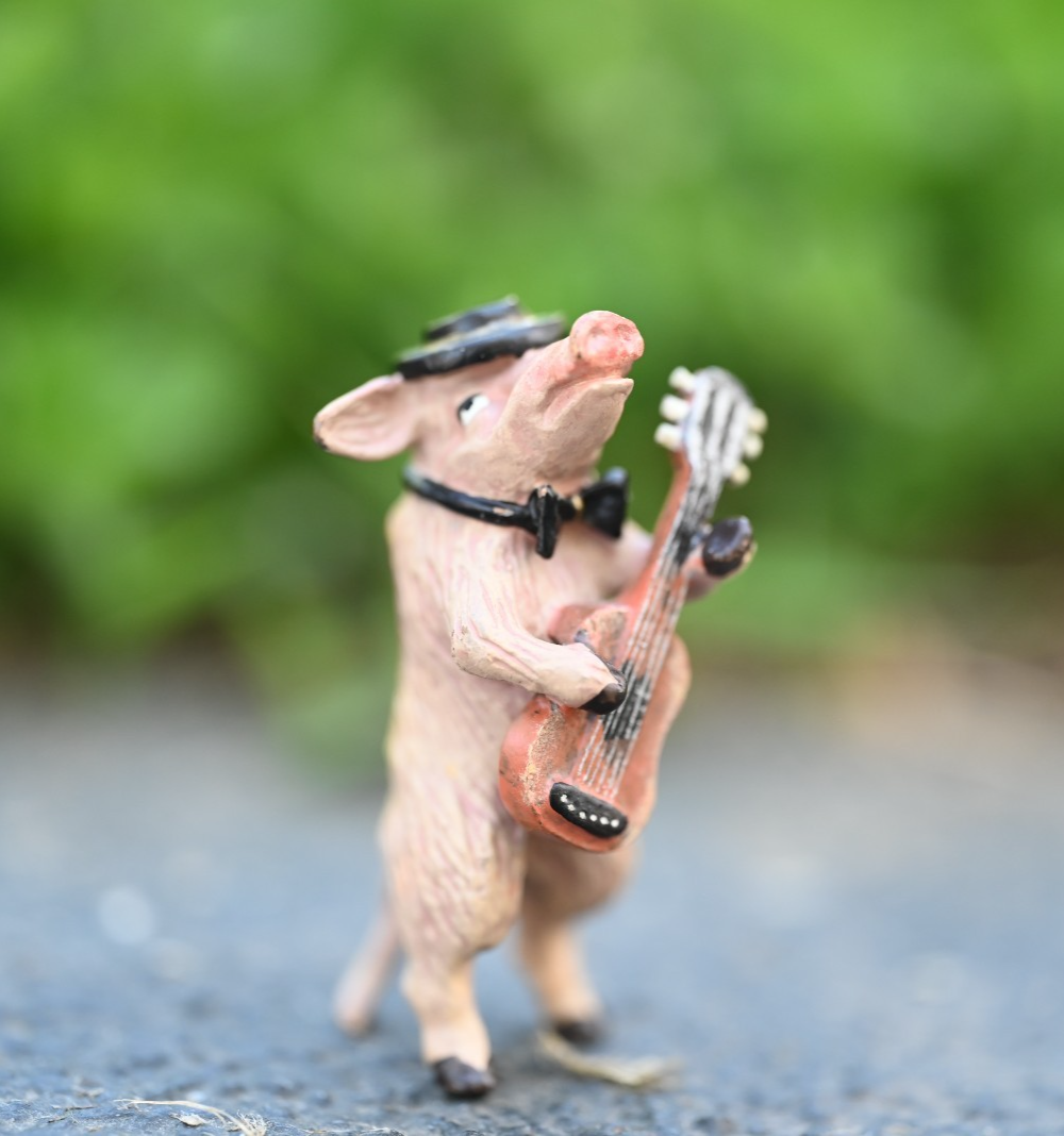 Fritz Bergmann Austrian Vienna Cold Painted Bronze Musical Pig Playing Guitar1