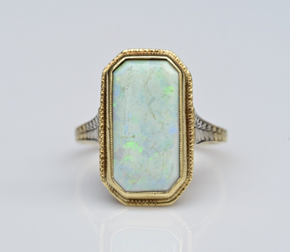 Gorgeous Antique 1900s Large Natural Opal Ring Set in 14K Yellow Gold3