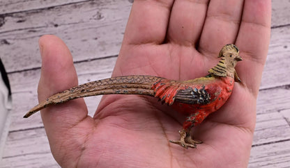 1900s Detailed Antique Austrian Vienna Cold Painted Bronze of Gold Pheasant12