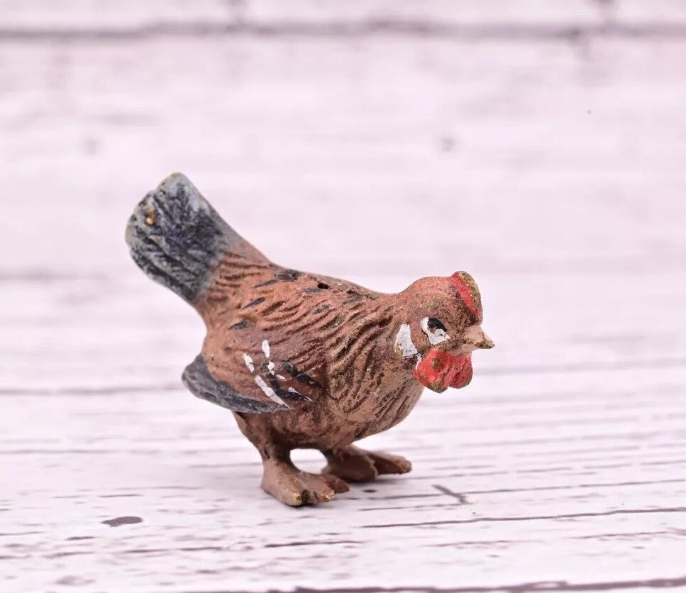 Superb Antique Austrian Vienna Cold Painted Bronze Figure of Brown Chicken Hen8
