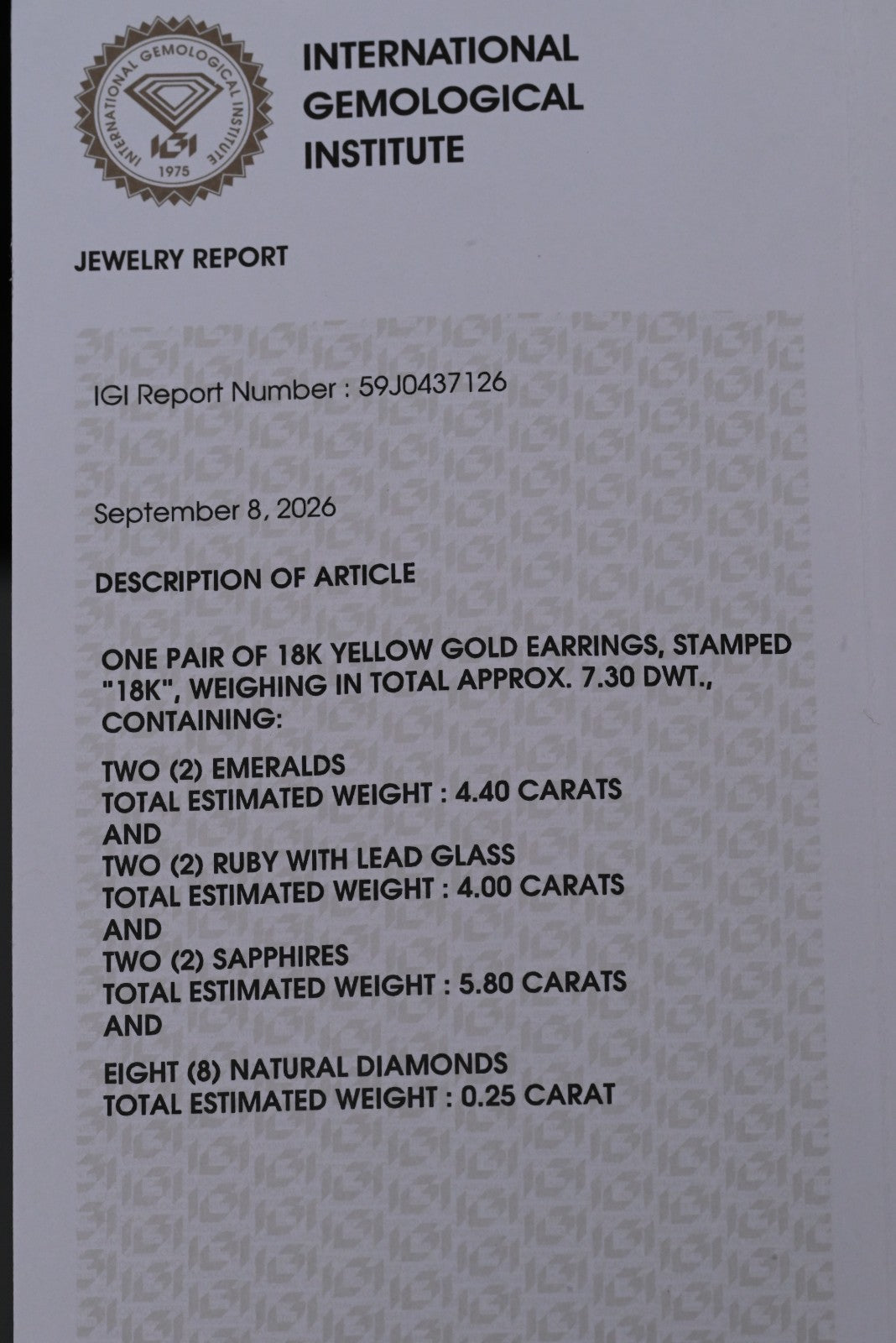 Emerald, Sapphire, Ruby & Diamond 18k Yellow Gold Bubble Earrings IGI Certified7