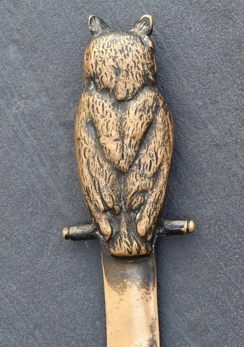 Antique 1900s Solid Bronze Owl Letter Opener Possibly Austrian or German6