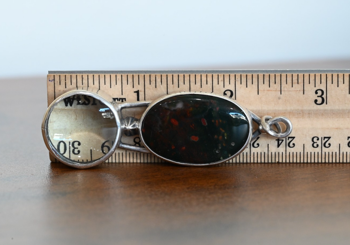 Sterling Silver Southwest Jewelers Loupe W/ Dark Cabochon Gem1