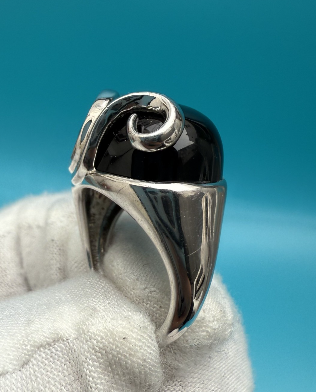 Gorgeous Sterling Silver Vintage Black Onyx Gemstone Ring4
