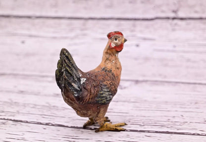Lovely Antique Austrian Vienna Cold Painted Bronze Figure of Brown Hen Chicken10