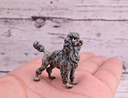 Antique Early 1900s Austrian Vienna Cold Painted Solid Bronze Gray Poodle ￼0