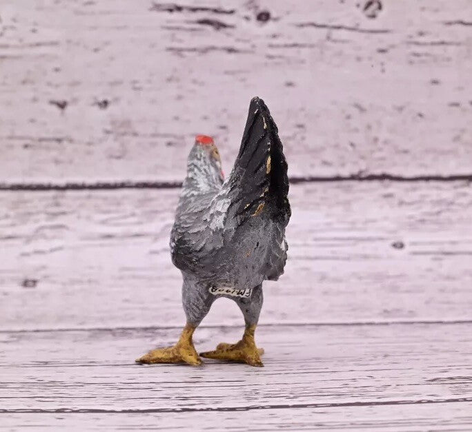 Wonderful Antique Austrian Vienna Cold Painted Bronze Figure of Black & Gray Hen6