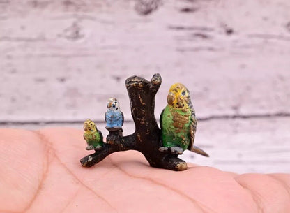 Gorgeous Antique Austrian Vienna Cold Painted Bronze Figure of Parakeet Family ￼8